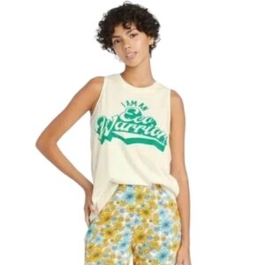 Modern Lux White and Green Eco Warrior Muscle Tee